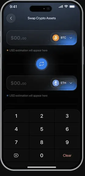 Swap crypto screen